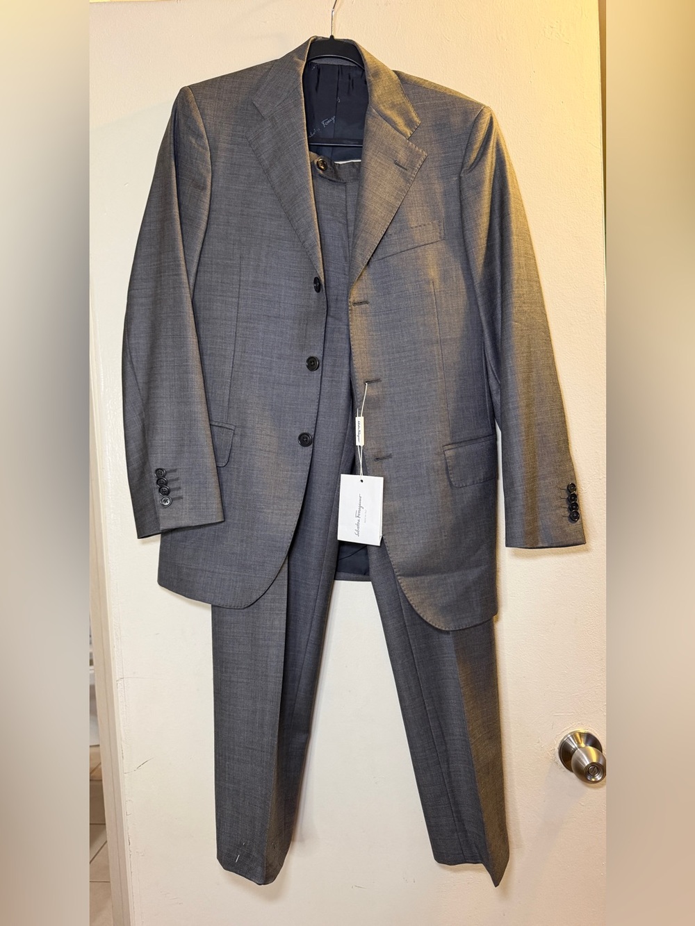 Ferragamo Men's Gray Two-Piece Suit - Classic Tailored Blazer & Trousers